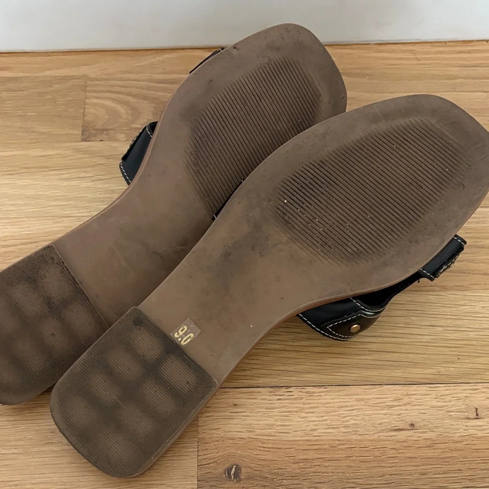 Steven by Steve Madden Black Leather Slide Sandals - Picture 4 of 5